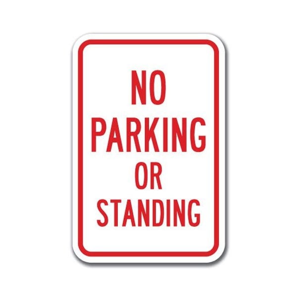 Signmission No Parking Or Standing Sign 12inx18in Heavy Gauge Aluminum Signs, A-1218 Emergency - No Pk Standing A-1218 Emergency - No Pk Standing - main